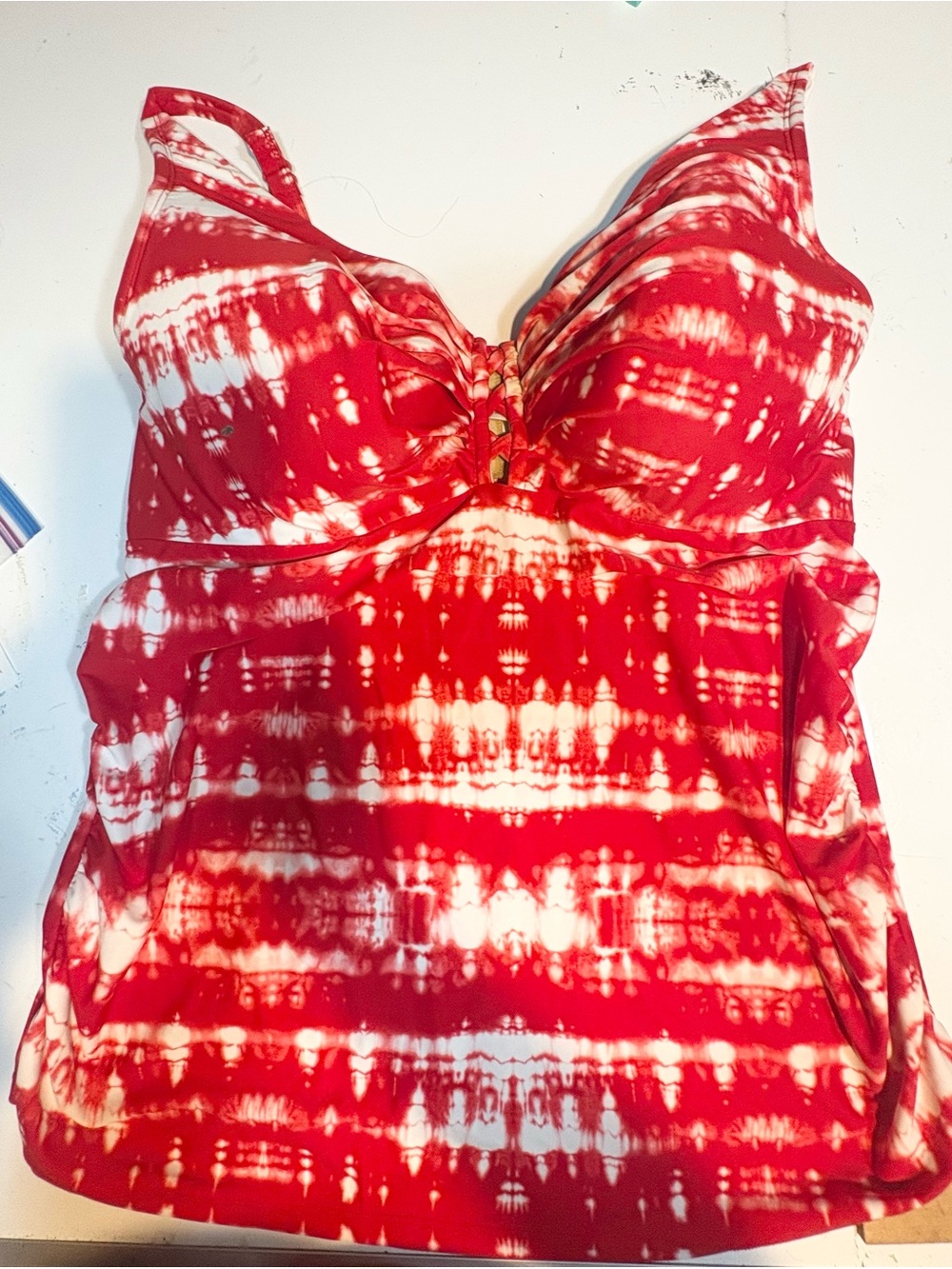 Swim by Cacique tankini swimsuit top ruched decorative cutout 42 - Picture 11 of 11